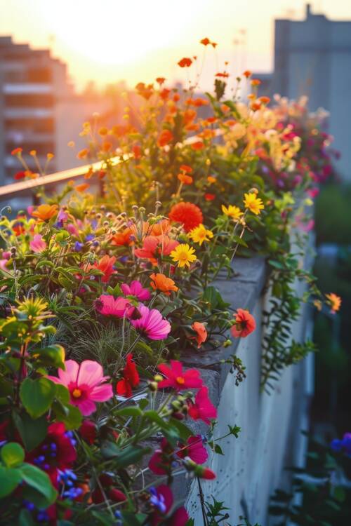 Photorealistic sustainable garden with home grown plants